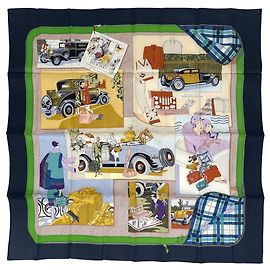 Hermès Hermes Carre 90 L Elegance et le Confort en Automobile Scarf Muffler Multicolore Blu navy