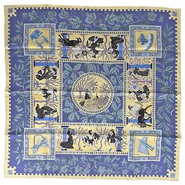 Hermès Lenço Hermes Carre 90 Kymbala Multicor Roxo Amarelo