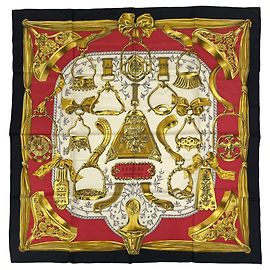 Hermès Lenço Hermes Carre 90 Etriers Preto Multicor