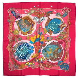 Hermès Lenço Hermes Carre 90 Grands Fonds Rosa
