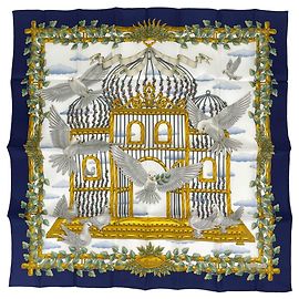 Hermès Hermes HERMES Carre 90 ENVOL Lenço de seda Multicor Azul marinho