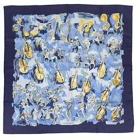 Hermès Hermes Carre 90 Concerto Seidentuch Blau Mehrfarben
