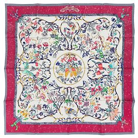 Hermès Lenço Hermes Carre 90 Pierres d' Orient et Occident Branco Multicor