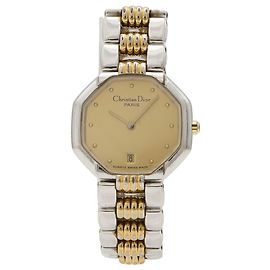 Relógio de pulso quartz feminino Christian Dior mostrador octogonal dourado Outro