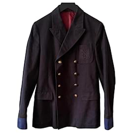 Gucci Navy Double-Breasted Emblem Blazer Dark blue