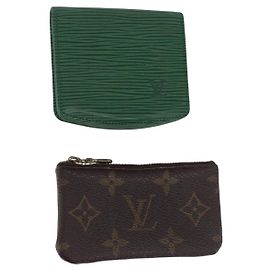 LOUIS VUITTON Monogram Epi Coin Purse 2 Set Green LV Auth 195219 Green Monogram