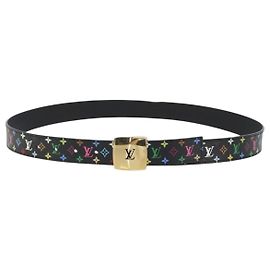 LOUIS VUITTON Multicolor Ceinture LV cut Belt Black M6890 LV Auth 193765V Black