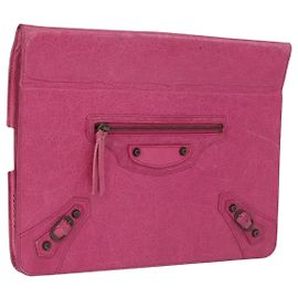BALENCIAGA iPad Case Leather Pink Auth bs36435 Pink