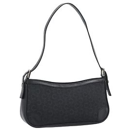 Céline CELINE C Macadam Canvas Shoulder Bag Black Silver Auth 193919A Black Silvery