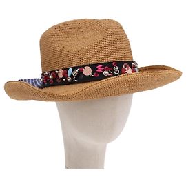 PRADA Hat Straw Brown Auth BA14694M Brown