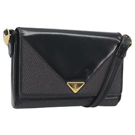 Borsa a tracolla SAINT LAURENT PVC Canvas Black Gold Auth bs36624 Nero D'oro