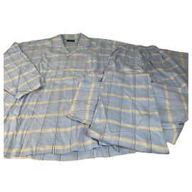 Conjunto de Pijama Dior Vintage para Homem em Algodão Azul Claro e Marinho M Azul marinho