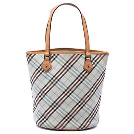 Borsa Tote Burberry Nova Check Canvas Blu Blu