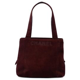 Sac Tote Chanel em camurça vermelha com logo LAX Vermelho