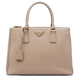 Bolsa Prada Large Saffiano Lux Galleria Double Zip Bege Bege