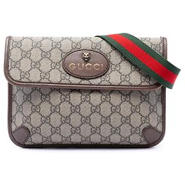 Beige Gucci GG Supreme Web Neo Vintage Gürteltasche Beige