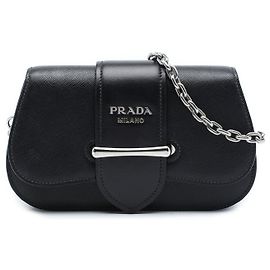 Bolsa Tiracolo Prada Sidonie em Saffiano e City Calf preta Preto