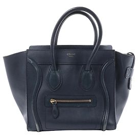 Céline CELINE Luggage Micro Leather Handbag in Navy Blue Navy blue