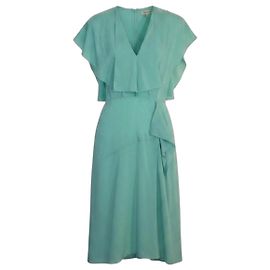Roland Mouret Robe Midi en Soie Drapée Vert Menthe Vert clair