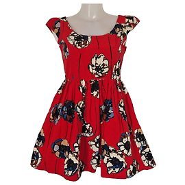 Miu Miu Vestido de algodón estampado floral rojo Castaño Blanco Roja Azul
