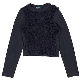 Jean Paul Gaultier 90s Spiderweb-Knit Mesh Longsleeve Black