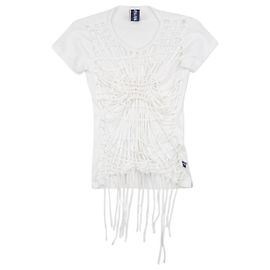 Jean Paul Gaultier 1990s Spiderweb Bondage Macramé T-Shirt White