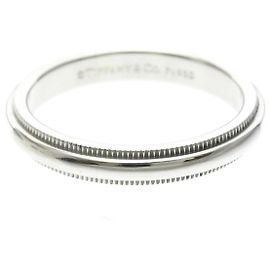 Tiffany & Co Tiffany Milgrain Platinum Band Ring Silvery