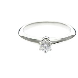 Tiffany & Co Tiffany Solitaire Diamond Band Ring Silvery