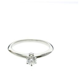 Tiffany & Co Tiffany Solitaire Diamond Band Ring Silvery