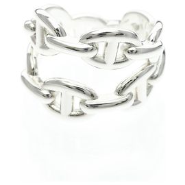 Hermès Hermes Chaine d'Ancre Enchainée Double Ring Silvery