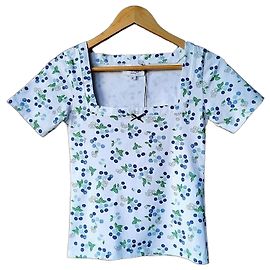 Rouje Top Amanda Estampado Cerezas Blanco Azul Verde