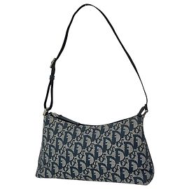 Borsa a tracolla Christian Dior in tela e pelle blu navy Blu navy