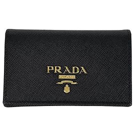 Prada Visitenkartenetui aus Saffiano-Leder Schwarz