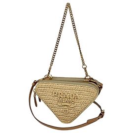 Sac en raphia Crochet Triangle 3-Way Prada Marron