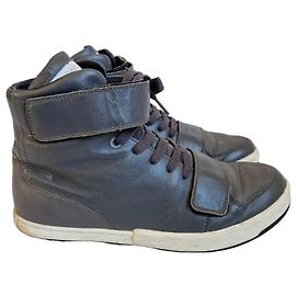 Jil Sander Grey Leather High-Top Sneakers Grey