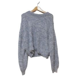Autre Marque MURUA Bicolor MIX Shaggy Knit Pullover Sweater Blue Navy blue