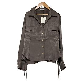 Autre Marque Noela Satinbluse Braun Anthrazitgrau