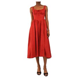Reformation Rotes Leinen-Milkmaid-Midikleid - size XS Rot