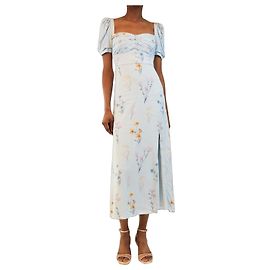 Self portrait Robe midi fleurie bleu clair - size UK 6 Bleu