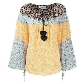 Lanvin Blusa de seda estampado floral multicolor Negro Blanco Roja Azul Multicolor Amarillo
