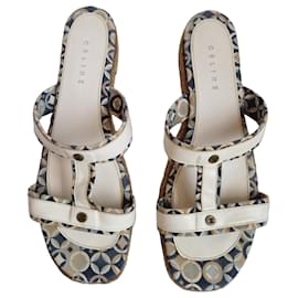 Céline Celine Espadrille Keilsandaletten Weiß Blau Beige