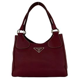 Prada Red Leather Handbag Mini Tote Red