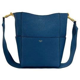 Céline Celine Sangle Bucket Leather Tote Bag Blue