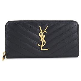 Cartera larga Saint Laurent de piel de becerro negra Negro