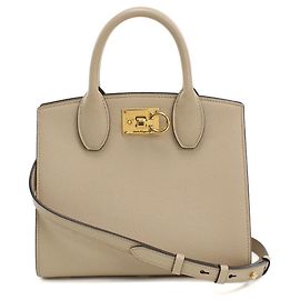 Bolsa de couro bege Salvatore Ferragamo Bege