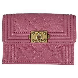 Chanel Boy Small Tri-fold Wallet in Pink Pink