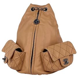 Chanel Matelassé Leder-Rucksack Beige