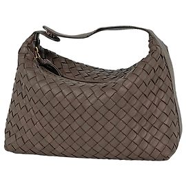 Bottega Veneta Intrecciato Leather Handbag Brown