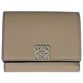 Loewe Anagram Trifold Wallet in Greige Leather Grey