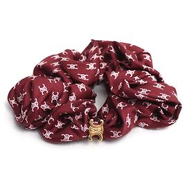 Céline Scrunchie Mini Triomphe em seda e latão CELINE Cru Bordeaux
